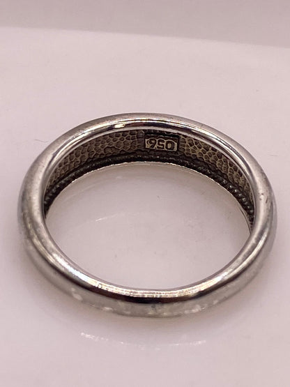 Anillo de Plata Ley 950 con Ópalo de Fuego y Diseño Ondulado, sello de autenticidad Plata Ley .925