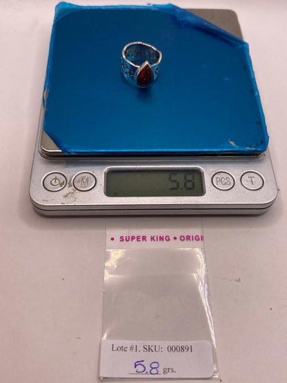 Anillo en Plata Ley 950 con Ópalo de Fuego en Forma de Gota, peso en gramos (báscula)