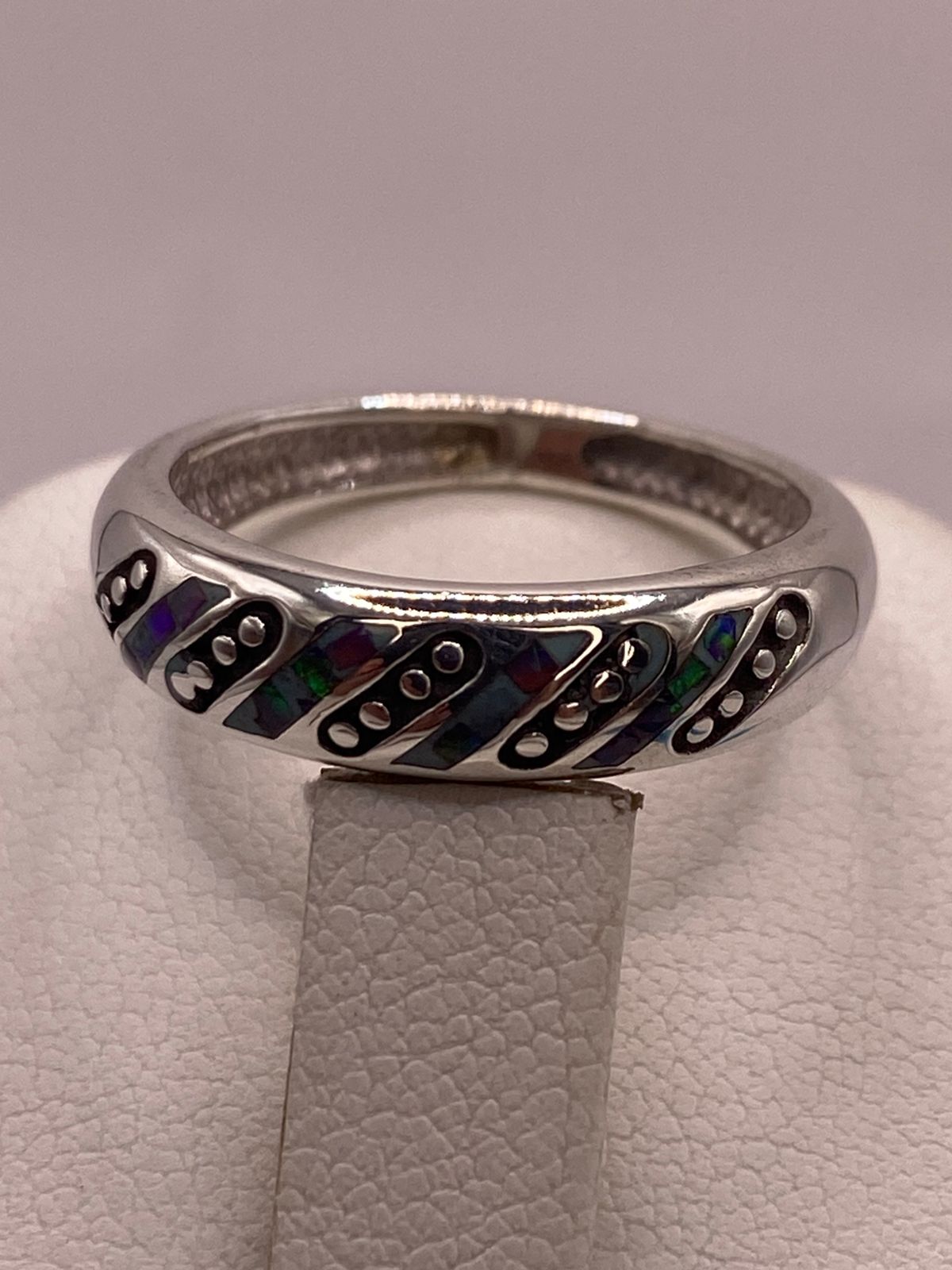 Anillo de Plata Ley 950 con Ópalo de Fuego Multicolor, vista superior