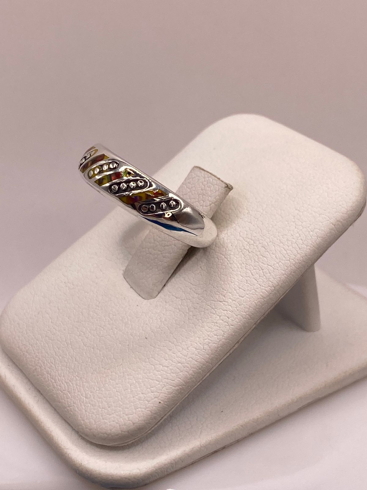 Anillo de Plata Ley 950 con Ópalo de Fuego Multicolor, vista frontal