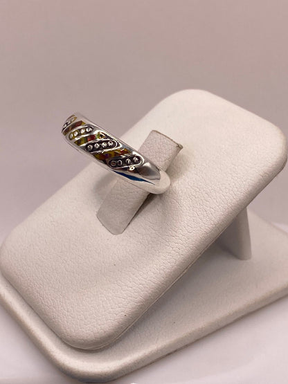 Anillo de Plata Ley 950 con Ópalo de Fuego Multicolor, vista frontal
