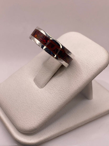 Anillo de Plata Ley 950 con Ópalo de Fuego Rojo Intenso, vista frontal