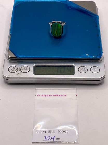 Anillo Plata Ley 950 con Ópalo de Fuego Diseño Contemporáneo, peso en gramos (báscula)