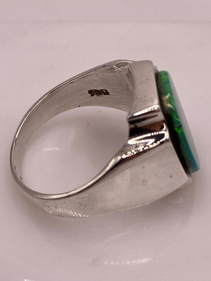 Anillo Plata Ley 950 con Ópalo de Fuego Diseño Contemporáneo, sello de autenticidad Plata Ley .925