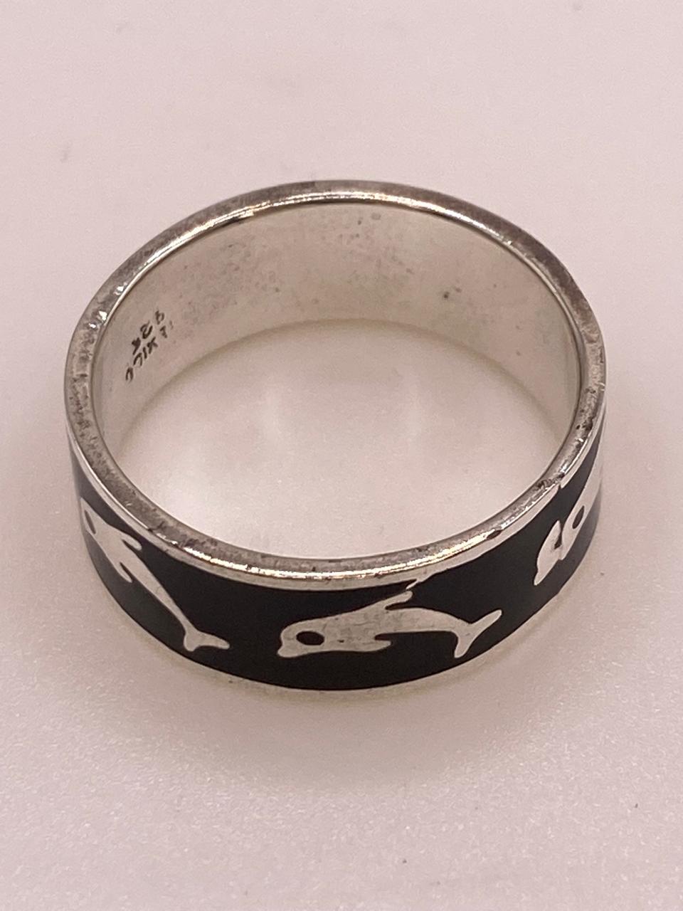 Anillo de Plata .925 con Delfines – Diseño de Animales Marinos, sello de autenticidad Plata Ley .925