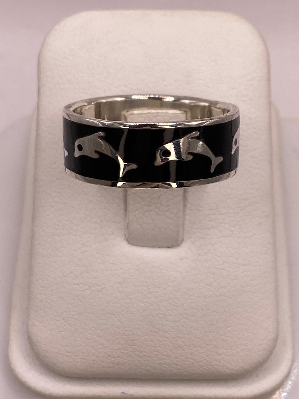 Anillo de Plata .925 con Delfines – Diseño de Animales Marinos — vista lateral