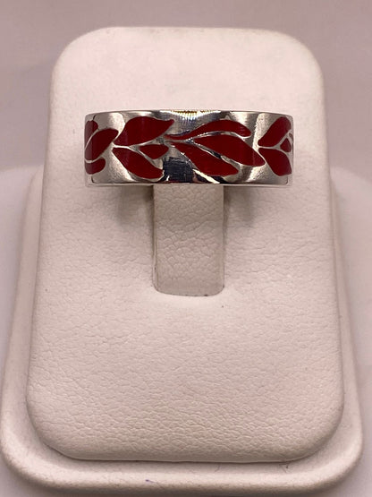 Anillo de Plata .925 con Diseño de Hojas Decorativas, vista lateral