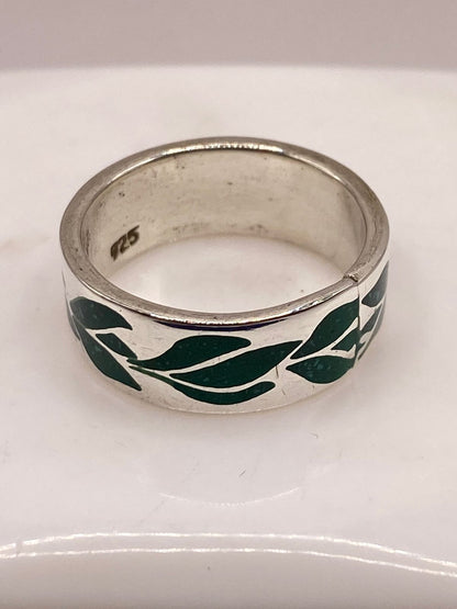 Anillo de Plata .925 con Diseño de Hojas y Motivo Floral, sello de autenticidad Plata Ley .925