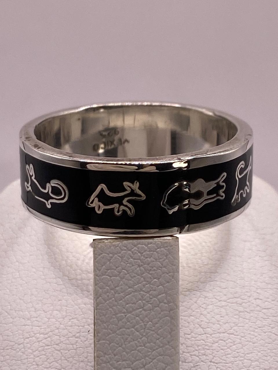Anillo de Plata .925 con Figuras de Animales, sello de autenticidad Plata Ley .925