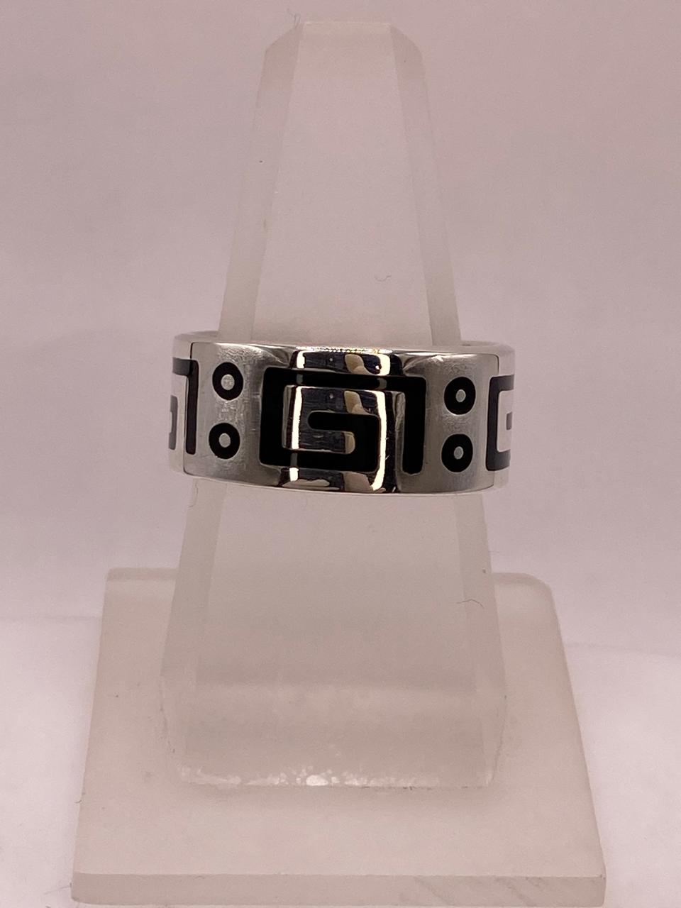 Anillo de Plata .925 con Greca Prehispánica — vista lateral