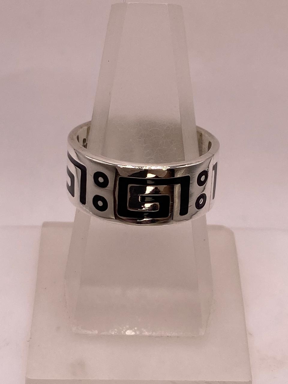Anillo de Plata .925 con Greca Prehispánica, vista lateral