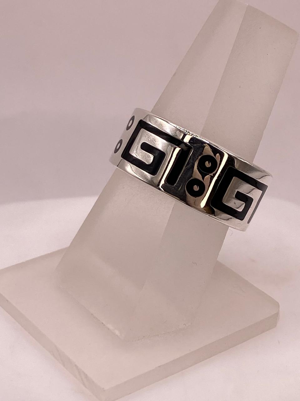 Anillo de Plata .925 con Greca Prehispánica, vista frontal