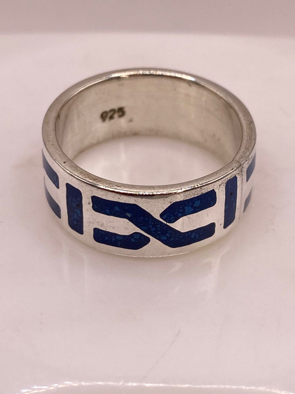 Anillo de Plata .925 con Lapislázuli – Diseño Geométrico, sello de autenticidad Plata Ley .925