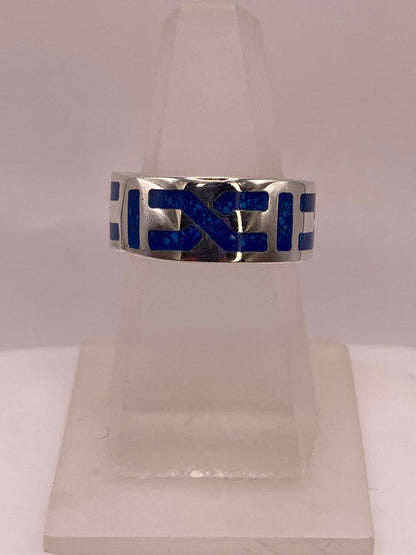 Anillo de Plata .925 con Lapislázuli – Diseño Geométrico — vista lateral