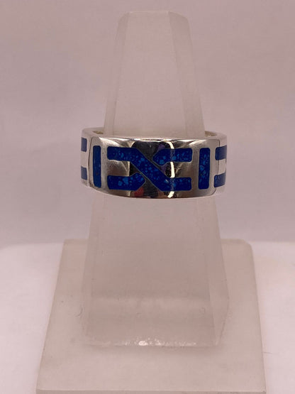 Anillo de Plata .925 con Lapislázuli – Diseño Geométrico, vista lateral