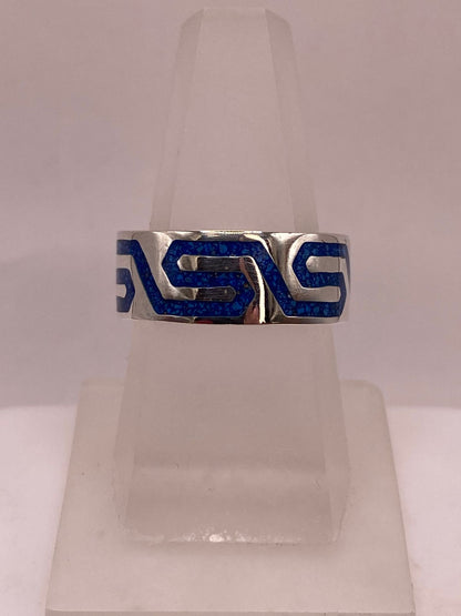 Anillo de Plata .925 con Lapislázuli – Diseño Geométrico Greca, vista lateral