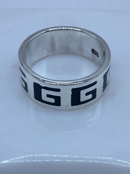Anillo de Plata .925 con Ónix y Greca Clásica, sello de autenticidad Plata Ley .925