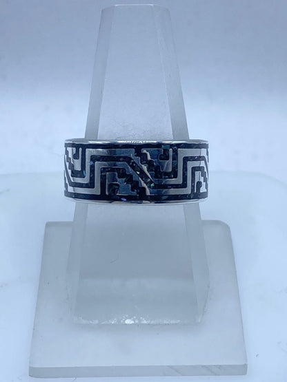 Anillo de Plata .925 con Ónix y Greca Imperial — vista lateral