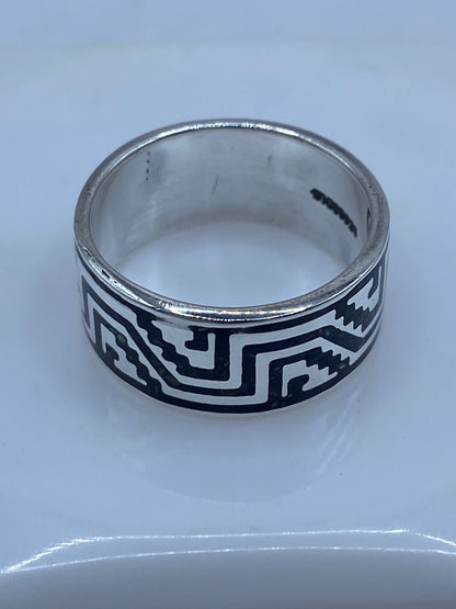 Anillo de Plata .925 con Ónix y Greca Imperial, sello de autenticidad Plata Ley .925