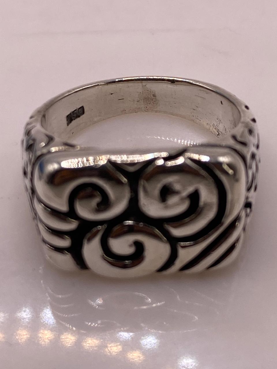 Anillo de Plata .950 con Diseño Espiral Tribal, sello de autenticidad Plata Ley .925