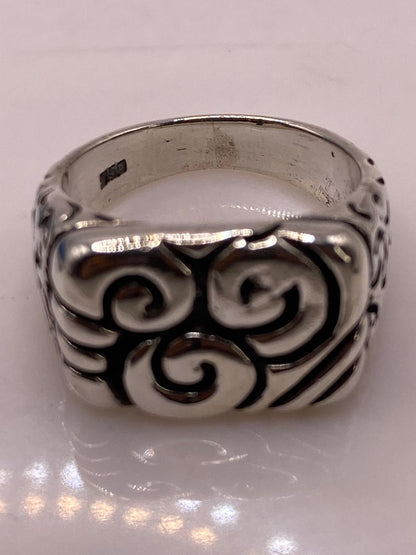 Anillo de Plata .950 con Diseño Espiral Tribal, sello de autenticidad Plata Ley .925