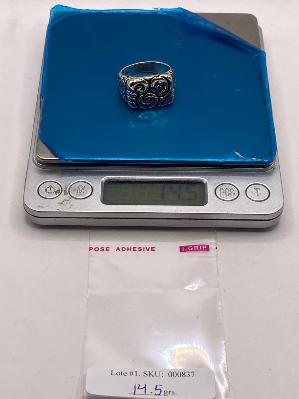 Anillo de Plata .950 con Diseño Espiral Tribal, peso en gramos (báscula)