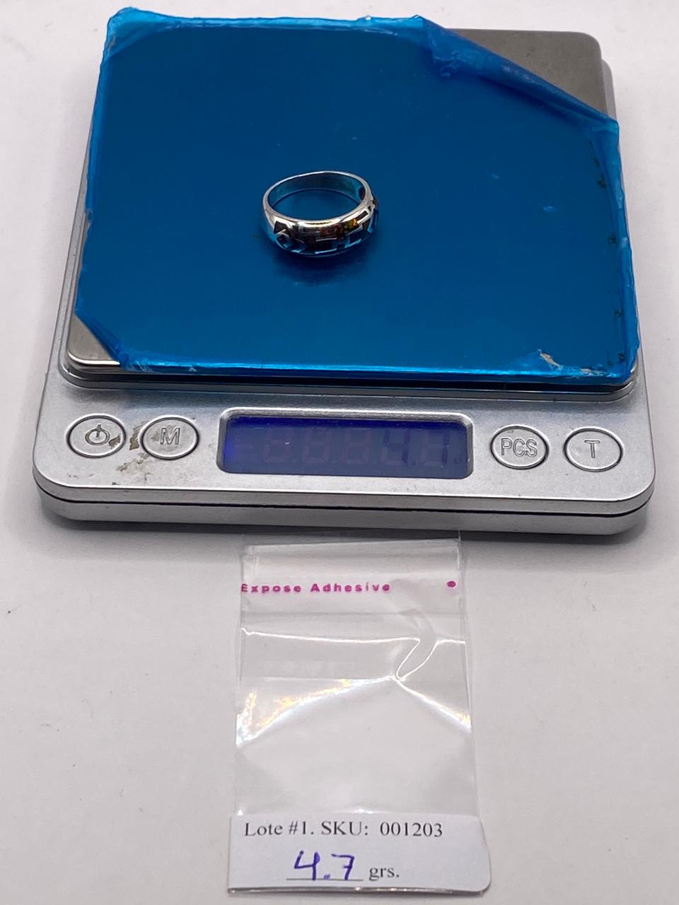 Anillo de Plata 950 con Ópalo de Fuego y Diseño Greca, peso en gramos (báscula)