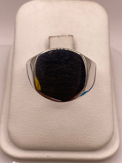 Anillo Sello Artesanal en Plata Liso — vista lateral