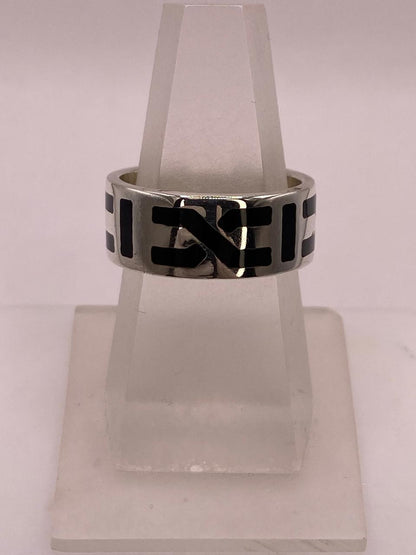 Anillo Sello Geométrico en Plata .925, vista frontal
