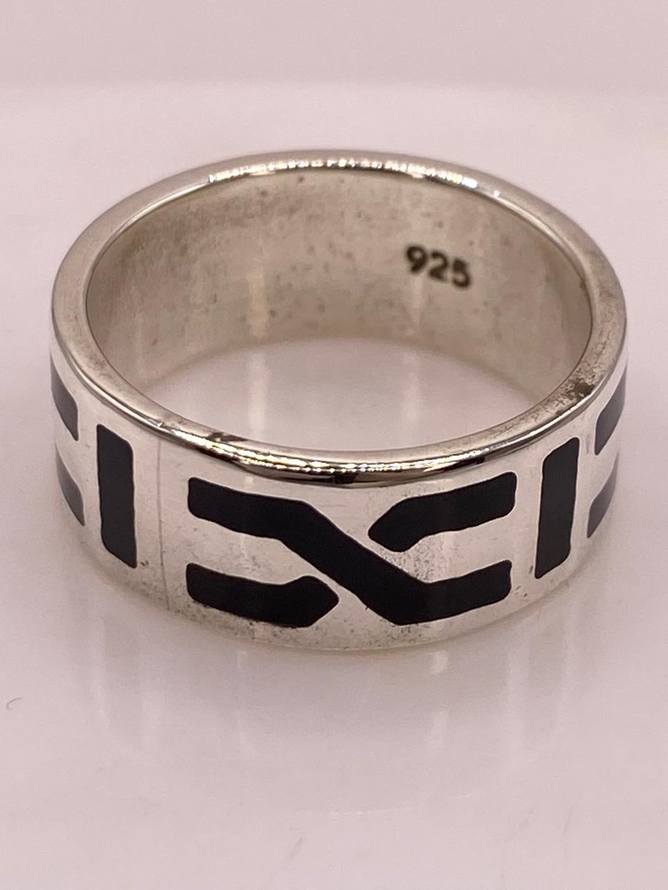 Anillo Sello Geométrico en Plata .925, sello de autenticidad Plata Ley .925