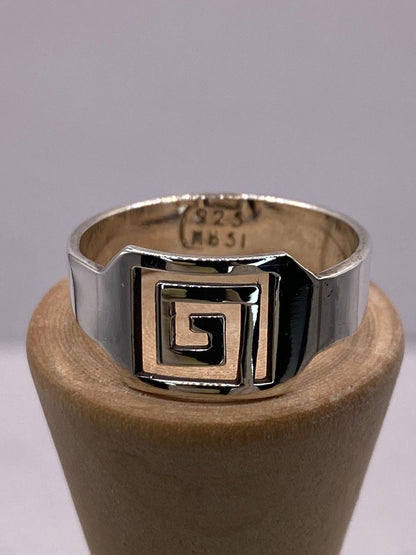 Anillo Sello Greca Moderna en Plata .925, sello de autenticidad Plata Ley .925