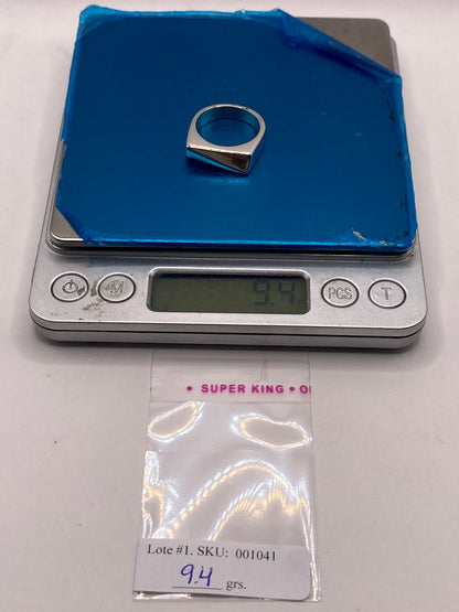 Anillo Sello Rectangular Liso con Corte Diagonal Plata .925, peso en gramos (báscula)