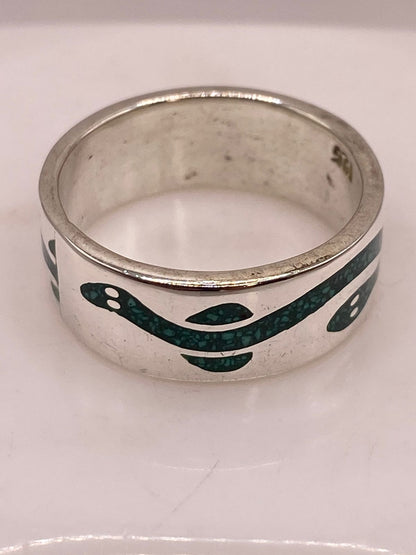 Anillo Serpiente Verde de Plata .925 con Incrustaciones, sello de autenticidad Plata Ley .925