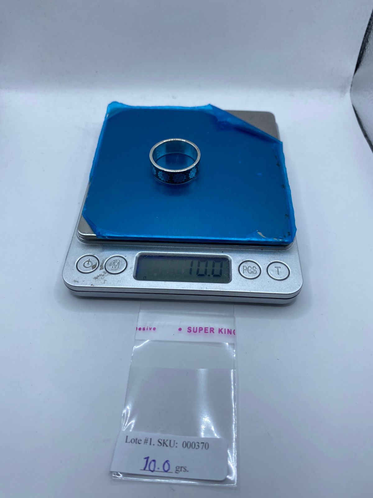 Anillo Soles Prehispánicos en Plata .925 con Malaquita Natural, peso en gramos (báscula)