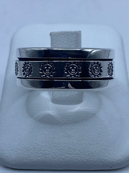 Anillo Spinner de Plata .925 con Diseño de Soles
