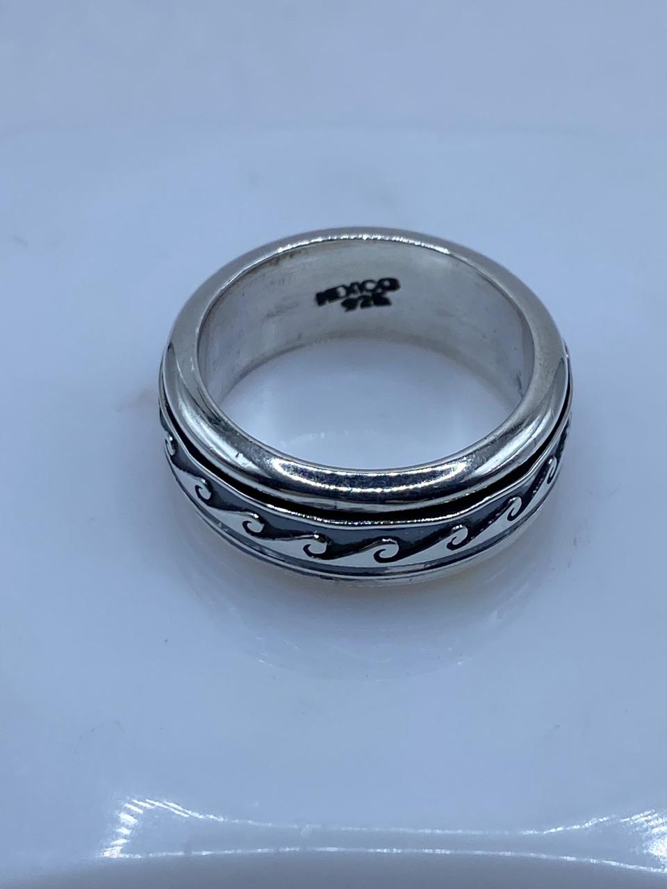 Anillo Spinner Olas Estilizadas en Plata .925, sello de autenticidad Plata Ley .925