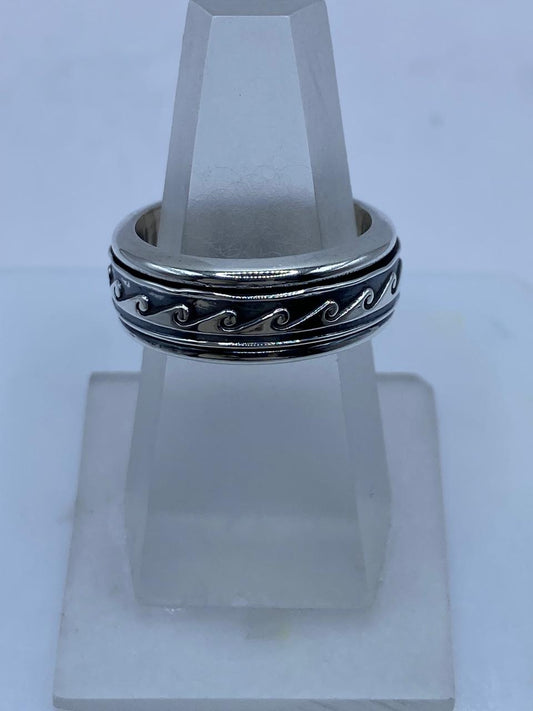 Anillo Spinner Olas Estilizadas en Plata .925