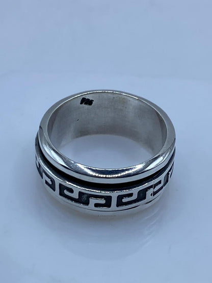 Anillo Spinner de Plata .925 con Diseño Greca Clásica, sello de autenticidad Plata Ley .925