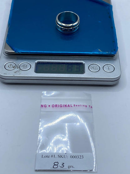 Anillo Spinner de Plata .925 con Diseño Greca Clásica, peso en gramos (báscula)