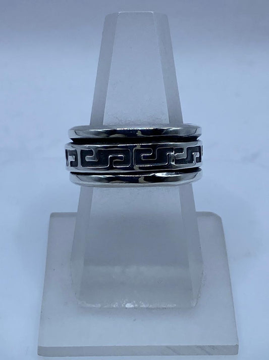 Anillo Spinner de Plata .925 con Diseño Greca Clásica — vista lateral