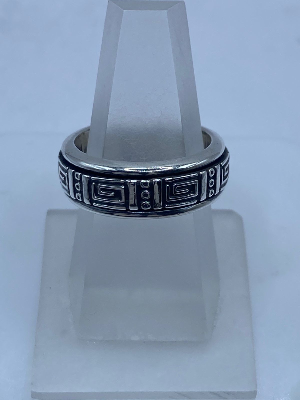 Anillo Spinner de Plata .925 con Diseño Greca Geométrica