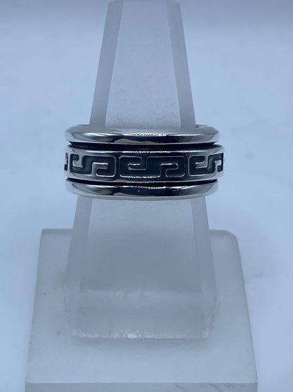 Anillo Spinner de Plata .925 con Greca Clásica Oscurecida — vista lateral