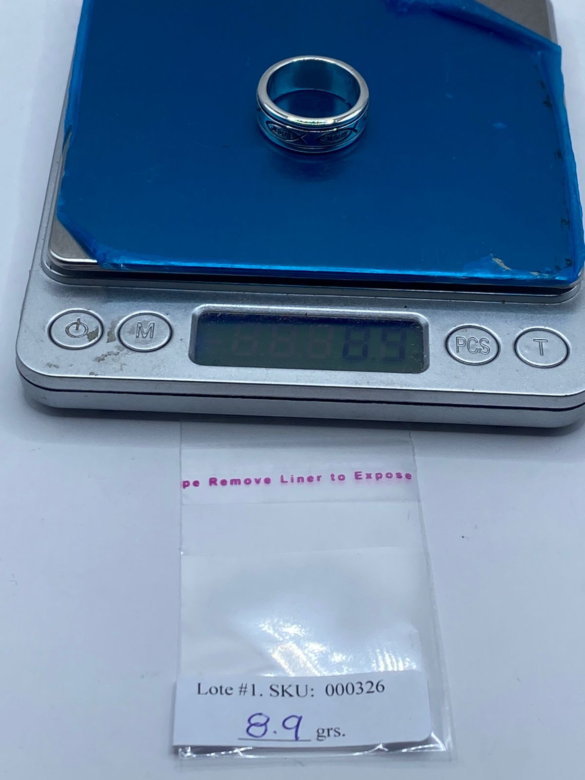 Anillo Spinner de Plata .925 “Jesús” con Símbolo Ichthys, peso en gramos (báscula)