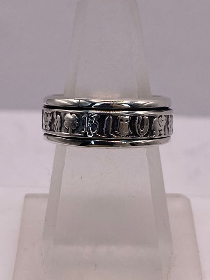 Anillo Spinner Símbolos de la Suerte en Plata .925