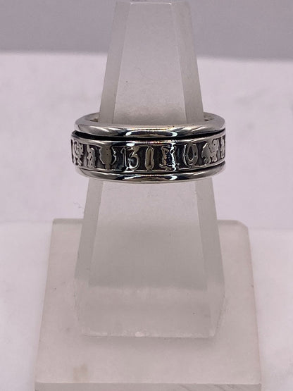 Anillo Spinner Símbolos de la Suerte en Plata .925, vista frontal