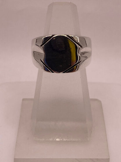 Anillo Tipo Sello Geométrico en Plata .925 — ángulo diagonal