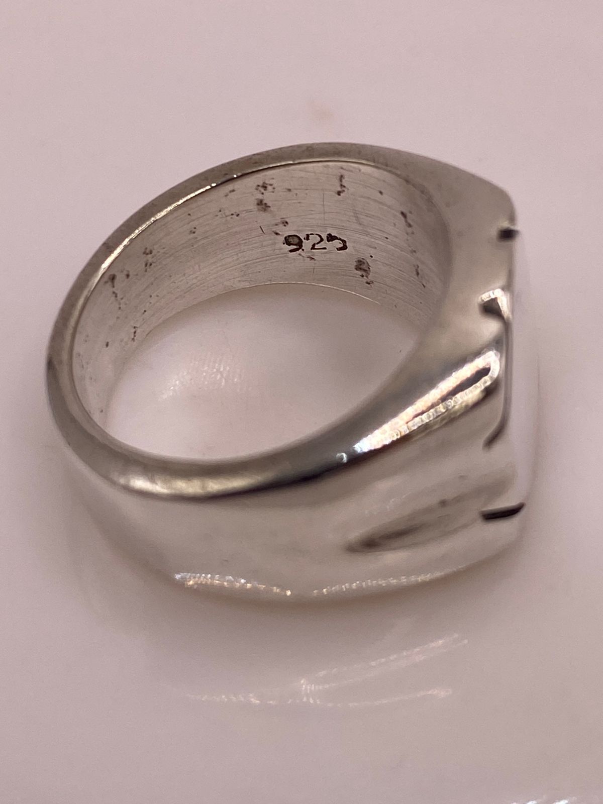 Anillo Tipo Sello Geométrico en Plata .925, sello de autenticidad Plata Ley .925