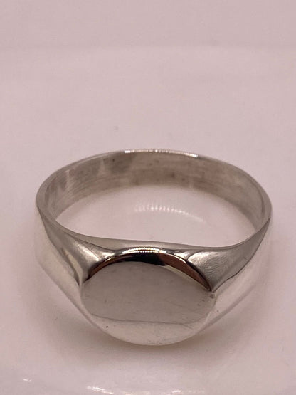 Anillo Tipo Sello Redondo Liso en Plata .925, sello de autenticidad Plata Ley .925