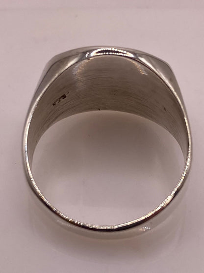 Anillo Tipo Sello Redondo en Plata .925, sello de autenticidad Plata Ley .925