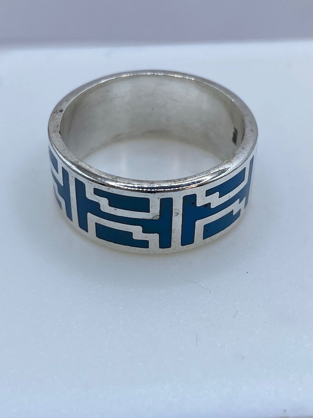 Anillo de Turquesa Arquitectónica en Plata .925, sello de autenticidad Plata Ley .925